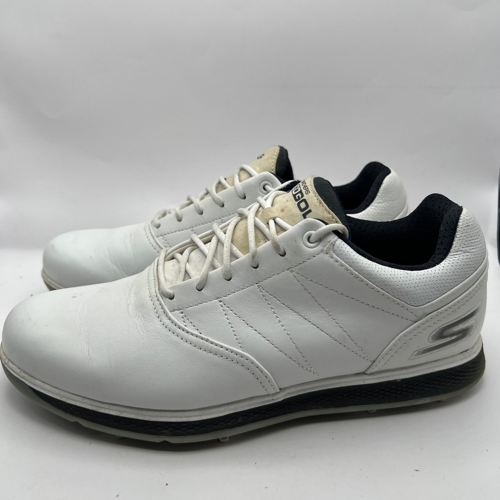 Skechers Go Golf Mens White Leather Spiked Golf Shoes 54512 Size 9 Comfort